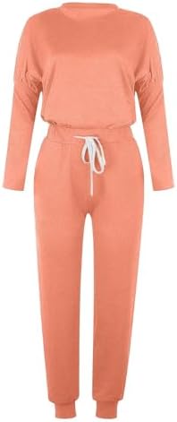 Women Solid Two-piece Sets Loose Long Sleeve Crewneck Tops Casual Elastic Drawstring Pants Fall Daily Sweatsuit 4 Women Solid Two-piece Sets Loose Long Sleeve Crewneck Tops Casual Elastic Drawstring Pants Fall Daily Sweatsuit - Image 4