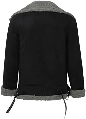 JUNGE 2023 Men's Shearling Leather Jacket Faux Suede Sherpa Lined Winter Thicken Overcoat Warm Lapel Sheepskin Outwear Coat 4 JUNGE 2023 Men's Shearling Leather Jacket Faux Suede Sherpa Lined Winter Thicken Overcoat Warm Lapel Sheepskin Outwear Coat - Image 4