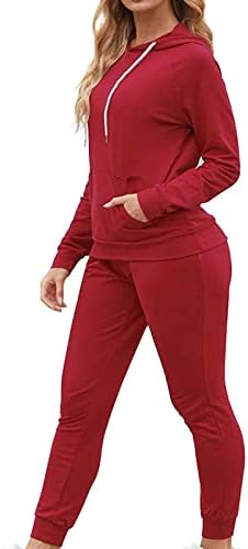 Women's Two Peice Outfit Sportsuit Solid Color Sweatshirt Hoodie Pockets Sweat Pants Tracksuit Winter 2 Peice Sets 4 Women's Two Peice Outfit Sportsuit Solid Color Sweatshirt Hoodie Pockets Sweat Pants Tracksuit Winter 2 Peice Sets - Image 4