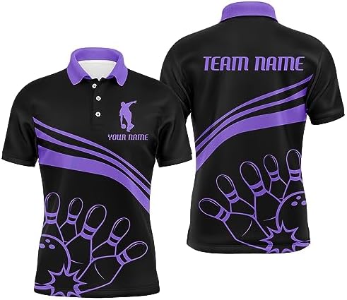 PIONAMZIOZ Black&Gold Bowling Shirt Men and Women Custom Bowling Jersey Bowling Team League Polo&Quarter-Zip Shirt BDT14 3 PIONAMZIOZ Black&Gold Bowling Shirt Men and Women Custom Bowling Jersey Bowling Team League Polo&Quarter-Zip Shirt BDT14 - Image 3