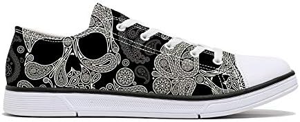 FIRST DANCE Women Men Skull Printed Shoes Cool Paisley Print Fashion Sneakers for Teen Boys Girls Student Canvas Shoes for Ladies 4 FIRST DANCE Women Men Skull Printed Shoes Cool Paisley Print Fashion Sneakers for Teen Boys Girls Student Canvas Shoes for Ladies - Image 4