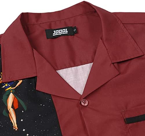 JOGAL Men's Bowling Shirts 50s Rockabilly Short Sleeve Button Down Shirt Beach Aloha Style Hawaiian Shirts 3 JOGAL Men's Bowling Shirts 50s Rockabilly Short Sleeve Button Down Shirt Beach Aloha Style Hawaiian Shirts - Image 3