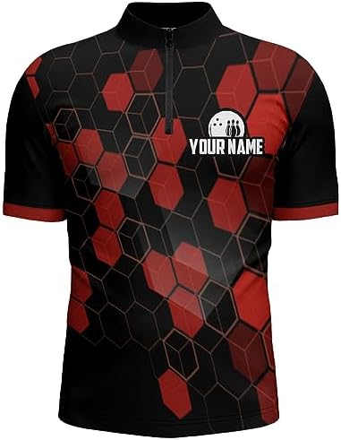 PIONAMZIOZ Black&Red Bowling Jersey for Men & Women Bowling Team League Shirt Bowling Polo & Quarter-Zip Shirt BDT55 2 PIONAMZIOZ Black&Red Bowling Jersey for Men & Women Bowling Team League Shirt Bowling Polo & Quarter-Zip Shirt BDT55 - Image 2