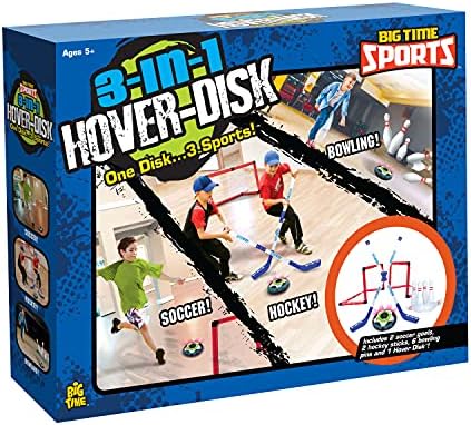 Hover Hockey, Soccer, Bowling 3-in-1 Sports Set! Safe Indoor Game, 6 Bowling Pins, 2 Hockey Sticks, 2 Goals, 1 Hover Disk, Glides on Any Smooth/Flat Surface, Indoors or Outdoors, Multicolored 2 Hover Hockey, Soccer, Bowling 3-in-1 Sports Set! Safe Indoor Game, 6 Bowling Pins, 2 Hockey Sticks, 2 Goals, 1 Hover Disk, Glides on Any Smooth/Flat Surface, Indoors or Outdoors, Multicolored - Image 2