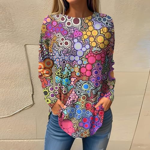 Long Sleeve Shirts for Women 2023 for Leggings Casual Sweatshirts Casual Pleats Color Block Print Shirts for Work 4 Long Sleeve Shirts for Women 2023 for Leggings Casual Sweatshirts Casual Pleats Color Block Print Shirts for Work - Image 4