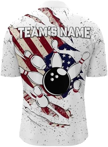 PIONAMZIOZ American Flag Bowling Shirt for Men Women Custom Bowling Team Jersey Bowling Polo & Quarter-Zip Shirt QZT122 3 PIONAMZIOZ American Flag Bowling Shirt for Men Women Custom Bowling Team Jersey Bowling Polo & Quarter-Zip Shirt QZT122 - Image 3