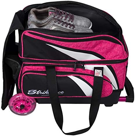 KR Strikeforce Cruiser Double Roller Bowling Bag - With Deluxe 4.5" Smooth Kruze urethane wheels for an ultra smooth quiet ride (Pink/White/Black) 2 KR Strikeforce Cruiser Double Roller Bowling Bag - With Deluxe 4.5" Smooth Kruze urethane wheels for an ultra smooth quiet ride (Pink/White/Black) - Image 2