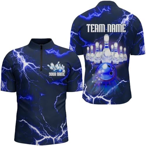 PIONAMZIOZ Bowling Shirt for Men & Women Lightning Thunder Bowling Team Jersey Custom Bowling Polo & Quarter-Zip Shirt BDT176 3 PIONAMZIOZ Bowling Shirt for Men & Women Lightning Thunder Bowling Team Jersey Custom Bowling Polo & Quarter-Zip Shirt BDT176 - Image 3