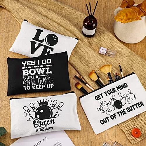 Sanwuta 12 Pcs Bowling Gifts Bowling Cosmetic Makeup Bag Bowling Accessories Bag Zipper Pouch Organizer for Women Girls Team Party, 2 Colors 2 Sanwuta 12 Pcs Bowling Gifts Bowling Cosmetic Makeup Bag Bowling Accessories Bag Zipper Pouch Organizer for Women Girls Team Party, 2 Colors - Image 2