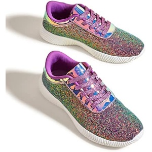 BELOS Women's Glitter Shoes Sparkly Lightweight Metallic Sequins Tennis Shoes