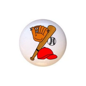 Baseball Gear Hat Glove Ball Bat from the SPORTS & RECREATION Collection DECORATIVE Ceramic Dresser Drawer PULLS Cabinet Cupboard KNOBS