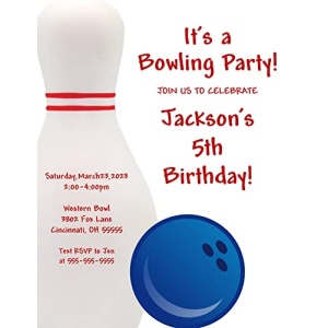 Birthday Party Invitation Children's Birthday Bowling Ball Pin Party