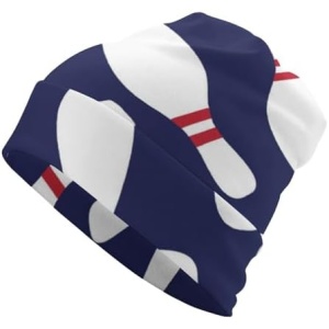 Bowling Beanie Hat for Men Women Cancer Headwear Winter Warm Hats Knit Hat Slouchy Thick Skull Cap Nightcap White