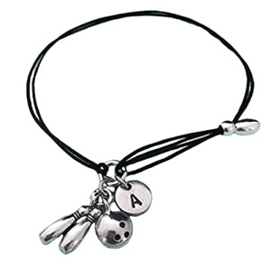 Bowling ball and pin cord bracelet, bowling charm bracelet, adjustable bracelet, charm bracelet, personalized bracelet, initial, monogram