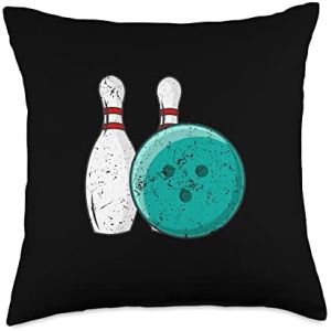 Bowling ball strike spin spare Litter pin split Bowling with Pins and Ball Throw Pillow, 18x18, Multicolor