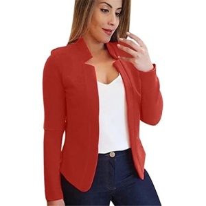 Casual Blazers for Women Three Quarter Sleeve Collared Cardigan Open Front Plain Jacket Lapel Coat Winter Fitted Trendy