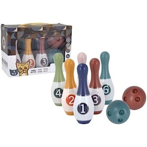 Cryfokt Mini Bowling Pin Toys, 6PCS Pins and 2PCS Balls Kids Bowling Set for Indoor