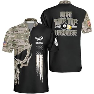 Custome Name Billiards Just The Tip I Promise Bowling Jersey, Billiards Camo Flag American Bowling Jersey for Men Women
