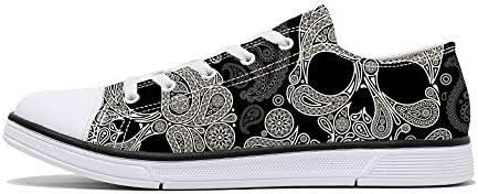 FIRST DANCE Women Men Skull Printed Shoes Cool Paisley Print Fashion Sneakers for Teen Boys Girls Student Canvas Shoes for Ladies 1 FIRST DANCE Women Men Skull Printed Shoes Cool Paisley Print Fashion Sneakers for Teen Boys Girls Student Canvas Shoes for Ladies