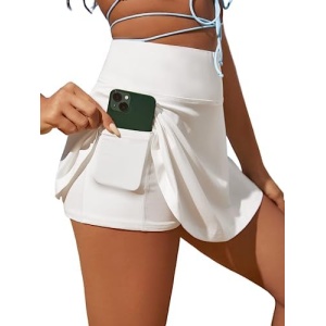 Floerns Women's Tennis Skirt High Waist Golf Running Workout Sports Skorts