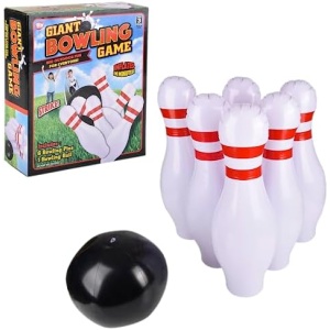 Forest & Twelfth 25" Inflatable Bowling Ball & Pin Set Bowling Yard Games Indoor/Outdoor Games for Kids, Jumbo Bowling Set, Outdoor Kids Games for Kids Parties