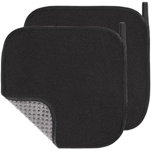 Gnellkoor Bowling Ball Towel, 2-Pack 8x8 Inches Premium Microfiber Black Shammy Pad with EZ Grip Shammy for Deep Clean Dirt and Oil from Porous Surface of Bowling Balls