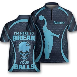 Godoprint Short Sleeve AOP Bowling Jersey Polo Shirt for Men Bowler Player Team Gift 1/4 Zipper