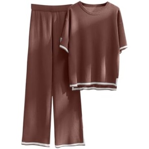 Graphic Pants Sets for Women Summer Fall Rayon 2 Piece Straight Leg Plain Pants Sets Women 2023 Regular Fit Y2K