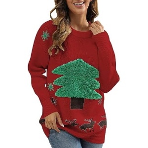 JUMESGU Christmas Sweaters for Women Retro Crewneck Top Graphic Tees for Women Christmas Casual Pullover Hoodie