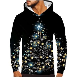 KCaHFO Mens Funny 3D Printed Hoodies Fashion Ugly Christmas Sweater Pullover Sweatshirt Xmas Ball Printed Drawstring Shirts