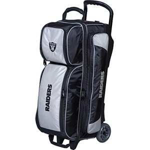 KR Strikeforce Bowling NFL Las Vegas Raiders 3-Ball Roller Bag With Shoe and Accessory Compartments