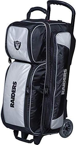 KR Strikeforce Bowling NFL Las Vegas Raiders 3-Ball Roller Bag With Shoe and Accessory Compartments 1 KR Strikeforce Bowling NFL Las Vegas Raiders 3-Ball Roller Bag With Shoe and Accessory Compartments
