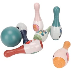 Kids Bowling Game, Smoothing Surface Safe Plastic Kids Bowling Set 6 Pins 2 Balls for Education