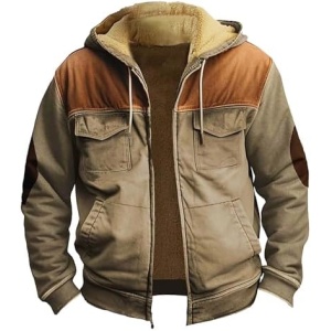Kvsozwuty Mens Fleece Hoodie Jacket Christmas Shirt Jacket Windproof Hooded Windbreaker Jacket Warm Winter Coat Sportwear