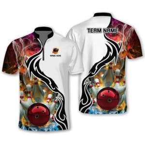 LASFOUR Personalized 3D Bowling Jerseys for Men, Custom Bowling Shirts for Men Team, USA Bowling League Jersey Team Shirts