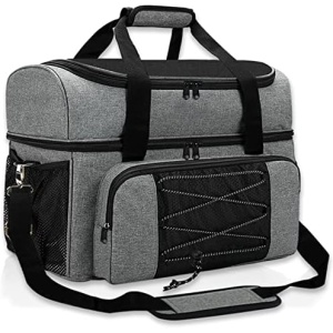 LRTJ Bowling Bags 2 Balls and Shoes-Bag for Bowling ball-Bowling bag with Wooden Ball Holder-Double Balls Tote Bag fits a Single Pair of Bowling Shoes Up to Mens Size 16 and Extra Essentials