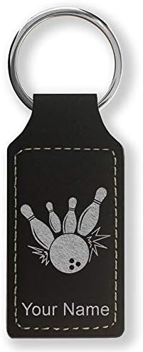 LaserGram Rectangle Keychain, Bowling Ball and Pins, Personalized Engraving Included (Black with Silver) 1 LaserGram Rectangle Keychain, Bowling Ball and Pins, Personalized Engraving Included (Black with Silver)
