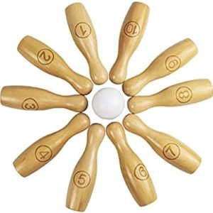 Lawn Bowling Game Indoor and Outdoor Fun Kids Bowling Set Adult 10 Wooden Pins 2 Ball Bowling Set Extra Large Ball Set