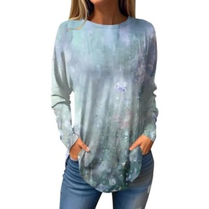 Long Sleeve Shirts for Women 2023 To Wear with Leggings Casual Sweatshirts Loose Fit Boho Graphic Shirts for Work