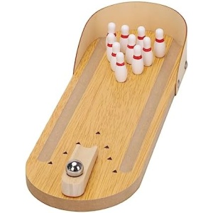 MENES Mini Bowling Set Funny Wooden Tabletop Bowling Game for Adults Bowling Set for Wooden Casual Mini Bowling Ball Desk Gifts for Coworkers