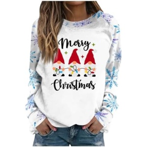 Merry Christmas Shirts for Women Comfy Crewneck Shirt Loose Fit Long Sleeve Pullover Tops 2023 Fall Casual Clothes