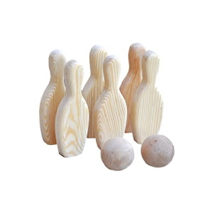 Mini Wooden Bowling Set Wood bowling pins and balls for kids Outdoor game