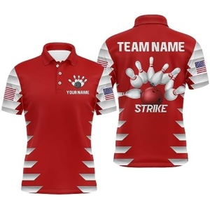 PIONAMZIOZ American Bowling Polo & Quarter-Zip Shirt for Men & Women Custom Bowling Team Jersey Bowling Shirt QZT36