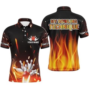 PIONAMZIOZ Bowling Polo & Quarter-Zip Shirt for Men and Women Camo & Text Custom Bowling Team Shirt Bowlers Jersey QZT18
