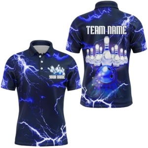 PIONAMZIOZ Bowling Shirt for Men & Women Lightning Thunder Bowling Team Jersey Custom Bowling Polo & Quarter-Zip Shirt BDT176