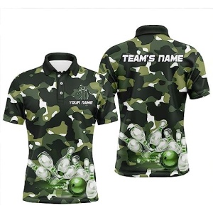 PIONAMZIOZ Camo Bowling Polo & Quarter-Zip Shirt for Men and Women Custom Bowling Team Shirt Bowlers Jersey BDT41