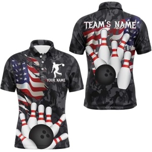 PIONAMZIOZ Camo Bowling Shirt Men & Women Custom American Bowling Jersey Team Bowling Polo & Quarter-Zip Shirt BDT57