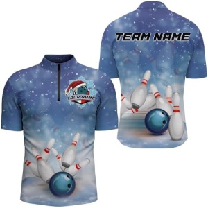 PIONAMZIOZ Christmas Bowling Shirt Men & Women 3D Bowling Jersey Team Custom Bowling Polo & Quarter-Zip Shirt BDT111