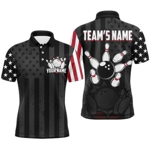 PIONAMZIOZ Custom American Bowling Shirt Men & Women Black Bowling Team League Jersey Bowling Polo&Quarter-Zip Shirt BDT71