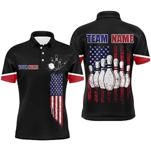 PIONAMZIOZ Custom Bowling Shirt for Men, Personalized Bowling Jersey with Name and Team Name, USA Bowling Polo Shirt BDT